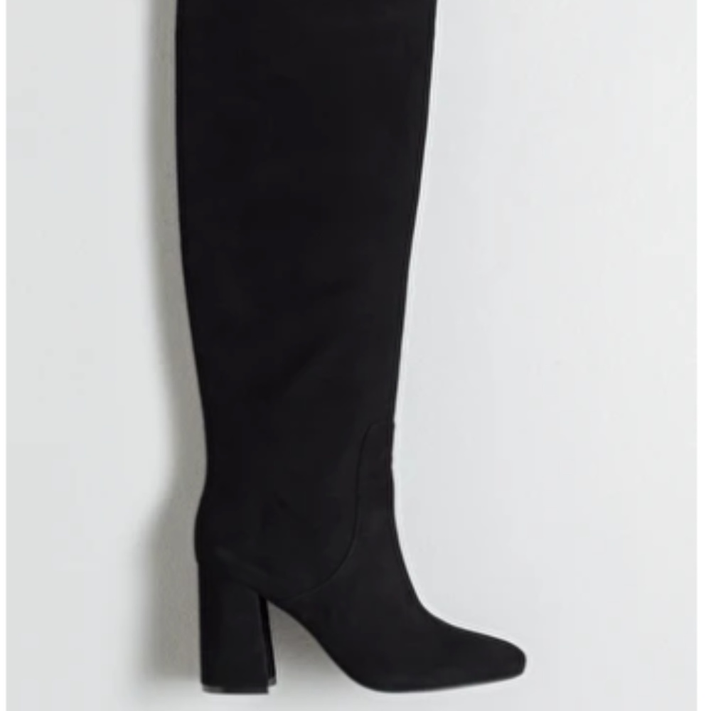 & Other Stories Knee High Black Suede Boots, 39/9
